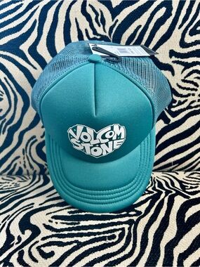 Volcom Teal Trucker Hat with White Logo